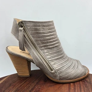 Paul Green Cayanne Sandals Women's 4.5 UK / 7 US Silver Leather Peep Toe Booties - Picture 1 of 13