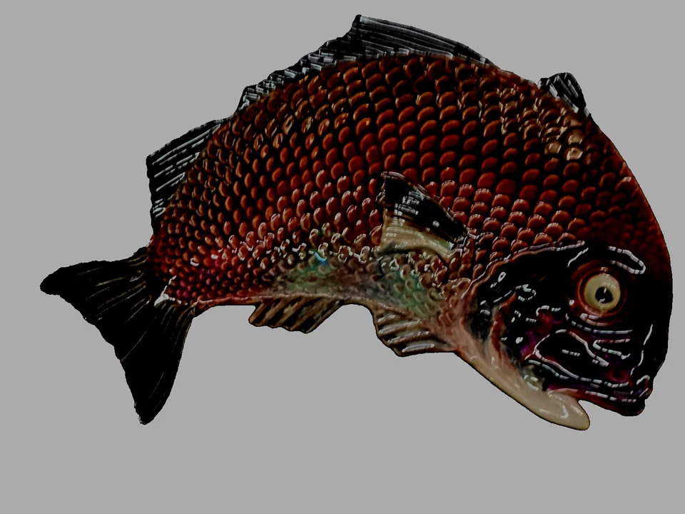 ** ОЧЕНЬ РЕДКАЯ — лоток Bordallo Pinheiro 9 дюймов — часть «коллекции красных рыб»  - Изображение 1 из 4