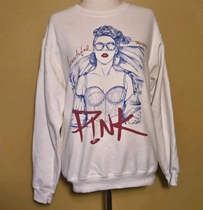 Pink P!nk Beautiful Trauma World Tour Sweatshirt White Medium Cotton Pinkspage - Picture 1 of 11