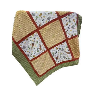 Manta de bebé acolchada y de lana Minky hecha a mano Foto 1 de 4