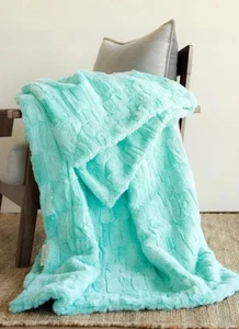NEW Minky Couture Luxurious Posh sorbet, Tiffany blue blanket Blanket Adult size - Picture 1 of 6
