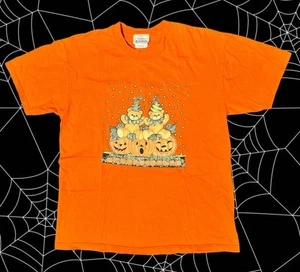 VTG 90s Halloween T Shirt Bears Pumpkins Lucy Rigg Basic Editions L Granny Core - Picture 1 of 9
