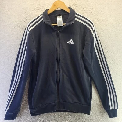 Adidas Hoodie Mens Small Black White Full Zip Sweater Sportwear Retro Sweatshirt - Image 1 of 4