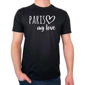 Herren T-Shirt Paris my love Oberteil Gr. S-3XL Geschenkidee Souvenir Präsent Wi - Bild 1 von 21