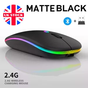 Universal Wireless Mouse RGB LED Rechargeable USB-C MacBook Laptop PC Silent IOS - Picture 1 of 15