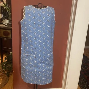 pears and bears girls 6 blue ric rac trim a-line lined dress - Picture 1 of 6