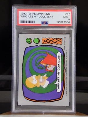 1990 TOPPS THE SIMPSONS TRADING CARD HOMER WHO ATE MY COOKIES?!!! #57 PSA 9 MINT - Image 1 of 4