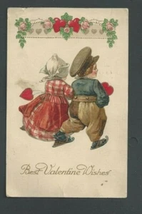 1923 PPC Valentine Wishes W/Girl & Boy - Picture 1 of 1