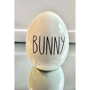 White Ceramic Easter Egg 3.5" Bunny Blessed Bunny Easter or Spring - Picture 1 of 2