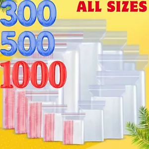 300-1000 Clear Zip Bags Resealable lock Baggies. New Grip Seal Small Plastic Bag - Picture 1 of 52