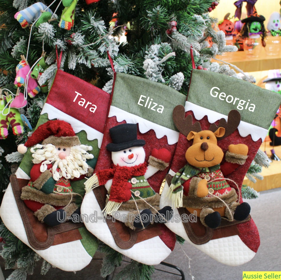 Personalised Christmas Stocking Custom Embroidered Name Text  Gifts Embroidery - image 1 of 4