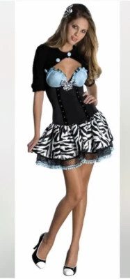 Rock-a-Billy 50s Sock Hop Rebel Zebra Dress Up Halloween Sexy Adult Costume XS - Image 1 of 4
