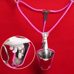 Invisible Stainless Steel Chastity Belt Cage With Tube Lockable Male Restraints - Picture 1 of 17