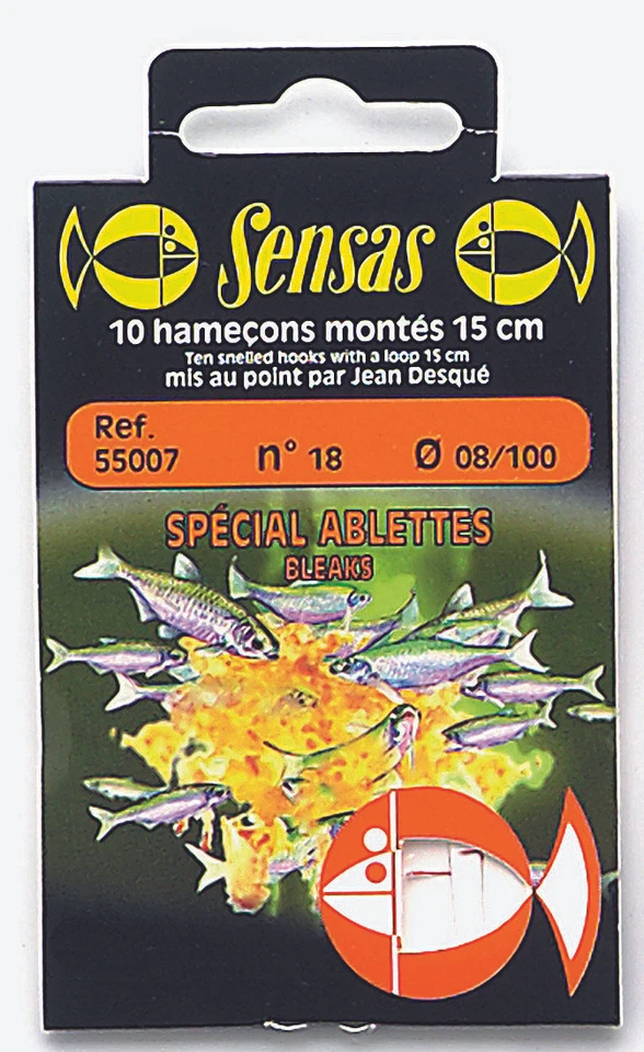 SENSAS UKELEI HAKEN GEBUNDEN 22-20-18 / 0,08mm 15cm