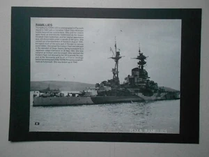 NAVAL PRINT- ROYAL NAVY SHIPS IN WW2- HMS RAMILLIES-BATTLESHIP - Picture 1 of 1