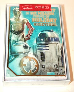 Hallmark Star Wars Driods C3PO R2D2 BB-8 Christmas Cards New MIB box of 16 - Picture 1 of 2