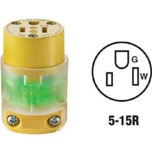 (10)-Leviton 15A 125V 3-Wire 2-Pole Illuminated Cord Connector R50-515CV-LIT - Picture 1 of 1