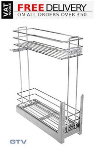 Pull Out Soft Close Wire Basket Base Storage Unit 150, 200, 300, 400, 500, 600mm - Picture 1 of 4