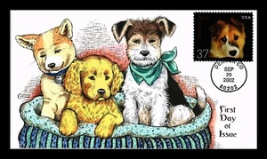 DR JIM STAMPS US COVER PUPPY NEUTER SPAY PETS FDC COLLINS HAND PAINTED - Picture 1 of 2