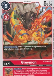 2021 BANDAI DIGIMON CARD GREYMON BT5-010 U - RED - Picture 1 of 2