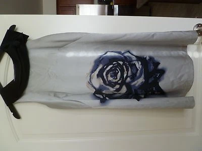 Vestido de verano Oleg Cassini gris con acento negro talla 8 Foto 1 de 4