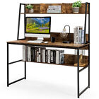 2 in 1 Computer Desk PC Laptop Table Writing Study Workstation Storage Bookcases