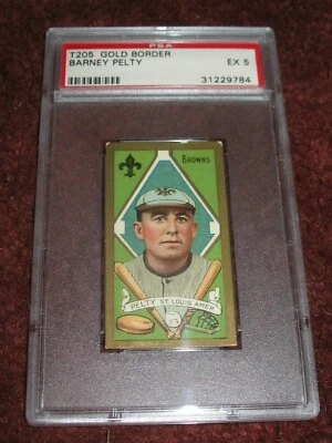 1911 T205 Gold Border Barney Pelty PSA EX 5 ~St Louis Browns ~Piedmont - Image 1 of 3