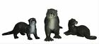 3pk Sea Otters 2 Babies 1 Adult Realistic Rubber Replica Mamejo Nature AAA Brand