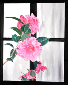 Pintura al óleo original "Flores rosas en flor" peonías rosas sin firmar 11"X14" - Imagen 1 de 2