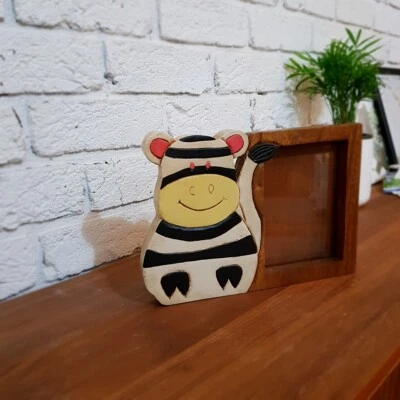 Kids Childrens Room Wooden Photo Frame 6x4 Picture Zebra - image 1 of 4