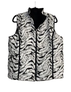 Mountain Lake Reversible zip quilted puffy vest black and zebra print - Picture 1 of 10