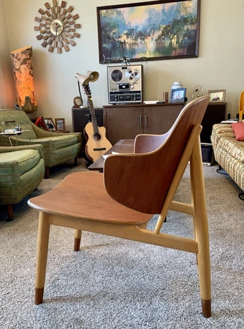 Penguin Shell Chair Ib Kofod Christensen Larsen Denmark Bentwood Teak Danish Vtg Cover