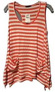 Ella Moss Orange & White Striped Swing Tank Top with Pockets Size Medium - Picture 1 of 10