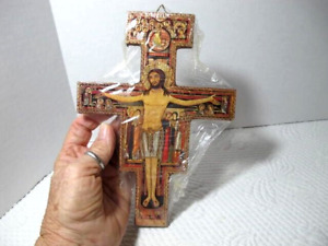 VTG Wooden Orthodox San Damiano Cross Crucifix Sealed 8x6