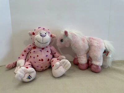 Ganz Webkinz Love Monkey HM343 Pink Hearts Plush & Pink Pony HM117 NO CODES - Image 1 of 4