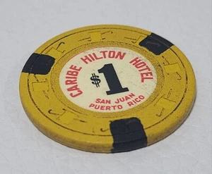 Caribe Hilton San Juan Puerto Rico $1 Casino Chip Historic Hotel HTF RARE  - Picture 1 of 11