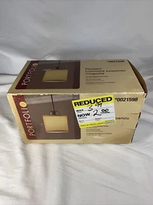 Portfolio Pendant Light  #0021598 (Oil-Rubbed Bronze Finish, Tan Fabric Shade) - Picture 1 of 10