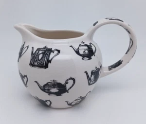 Paul Cardew Antiguo Peltre Crema Tetera Estampado Porcelana Porcelana Retro Negro Blanco - Imagen 1 de 8