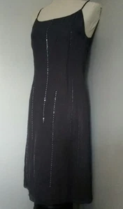 TRIO NY 4 Kleid Seide grau Pailletten knielang, Spaghettiträger, - Bild 1 von 5