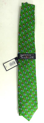 NWT American Living brand Fly fishing Tie green fisherman silk MSRP $38 Foto 1 de 4