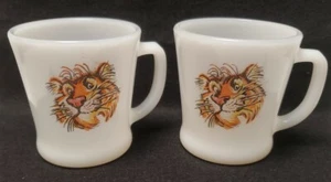 Vintage Esso Tiger Coffee Cups Mugs By Fire King - Picture 1 of 3