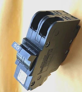 Federal Pacific 2 Pole 50 A Slim , NC250 Breaker , black . handle - Picture 1 of 5