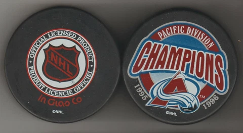 Colorado Avalanche 1995 Pacific Division CHAMPIONS 1996 NHL Hockey Puck Sweepy Cover