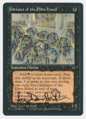 Signed Initiates of the Ebon Hand MP Fallen Empires Artist Liz Danforth 1994 MTG - Image 1 of 2