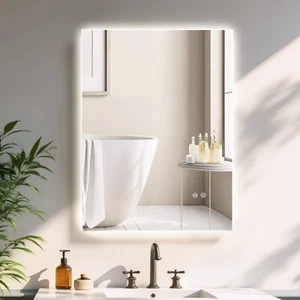 24*32in LED Bathroom Mirror Antifog Wall Mount Vanity Mirror 3 Color Lights New - Picture 1 of 20