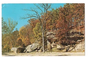 FALLEN ROCK Fall Autumn Park PARKE COUNTY Indiana Postcard IN Koppel 1980 - Picture 1 of 2