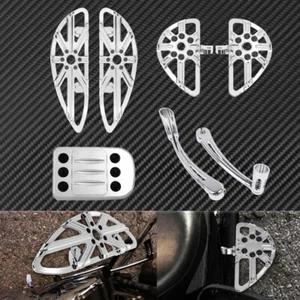 Chrome Heel Shift Lever Driver Passenger Floorboard Pedal Fit For Harley Touring - Picture 1 of 12
