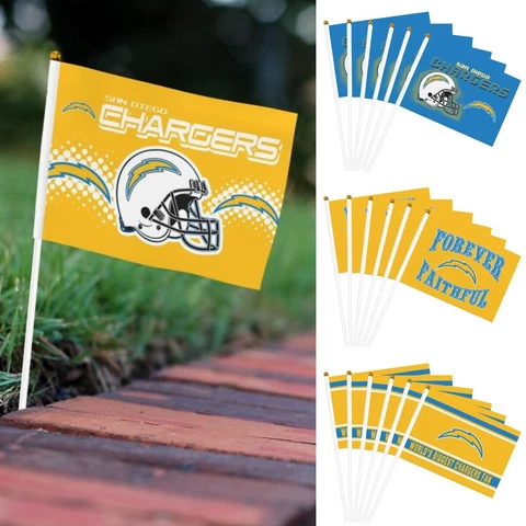 6PCS San Diego Chargers Handheld Flag Waving Flags Decorative Flag,fans Gift Cover