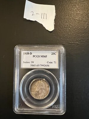 PCGS MS65 1958-D 25 Cent Quarter Coin#71 - Image 1 of 3