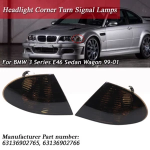 2xTurn Signal Corner Light Lamp For BMW 3 Series E46 Sedan Wagon 1999-2001 Smoke - Imagen 1 de 9